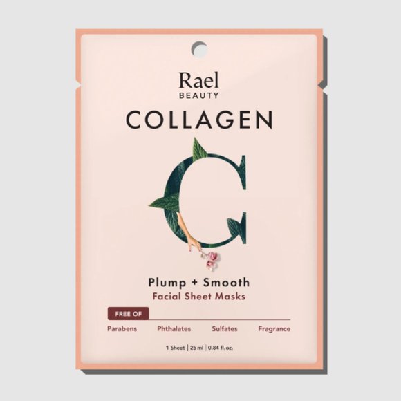 🌈4/$20 NEW Rael Beauty Collagen Plump + Smooth Facial Sheet Mask x1 Sheet 25mL - Picture 4 of 4